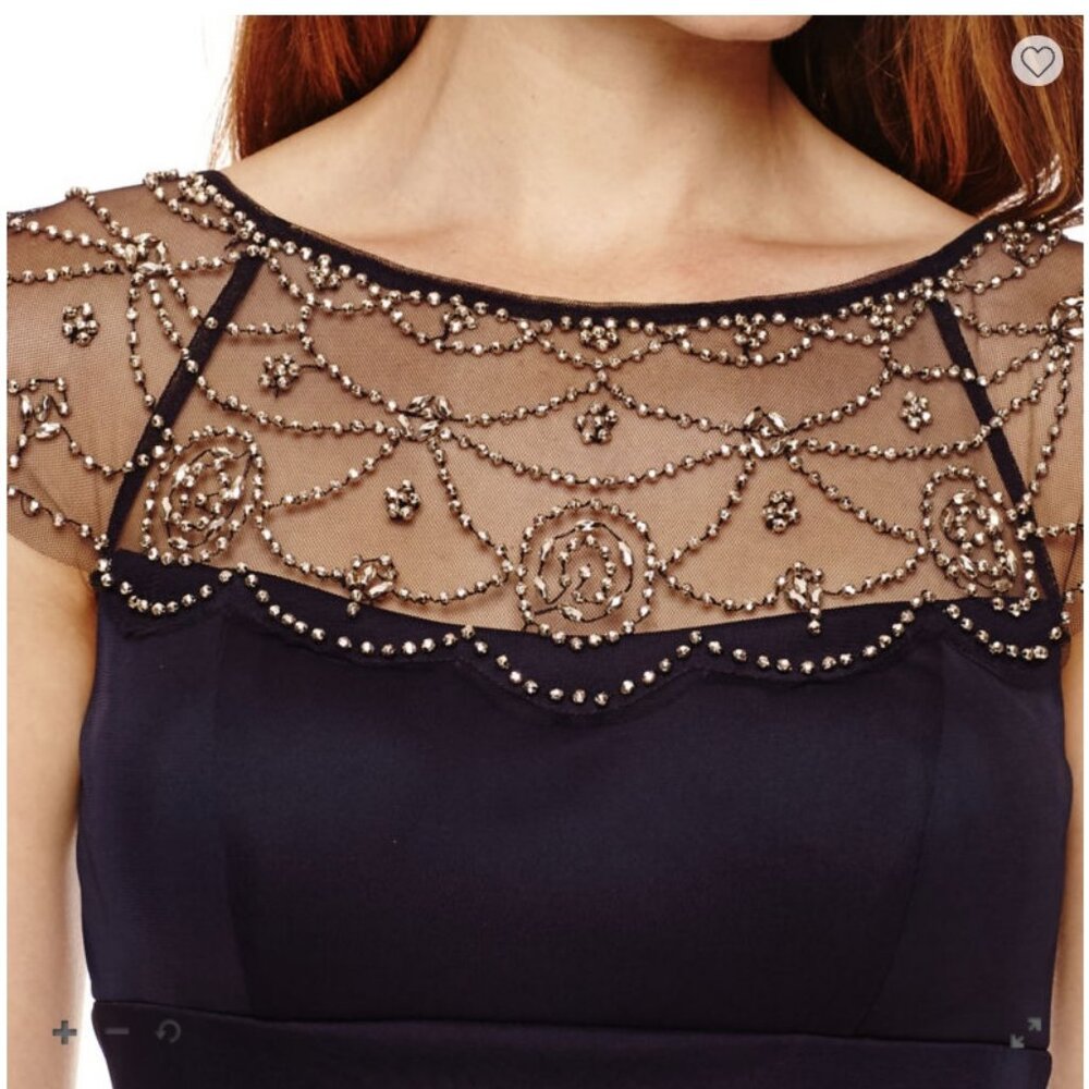 *FINAL* Cap Sleeve Beaded Neck Sheath Dress